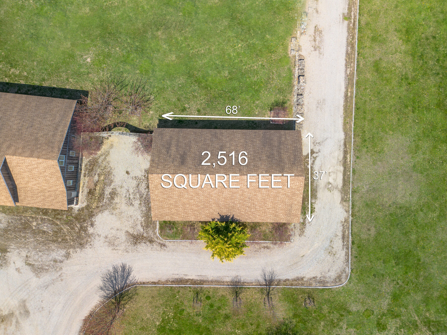 Building 3 from above, labeled 68' × 37'