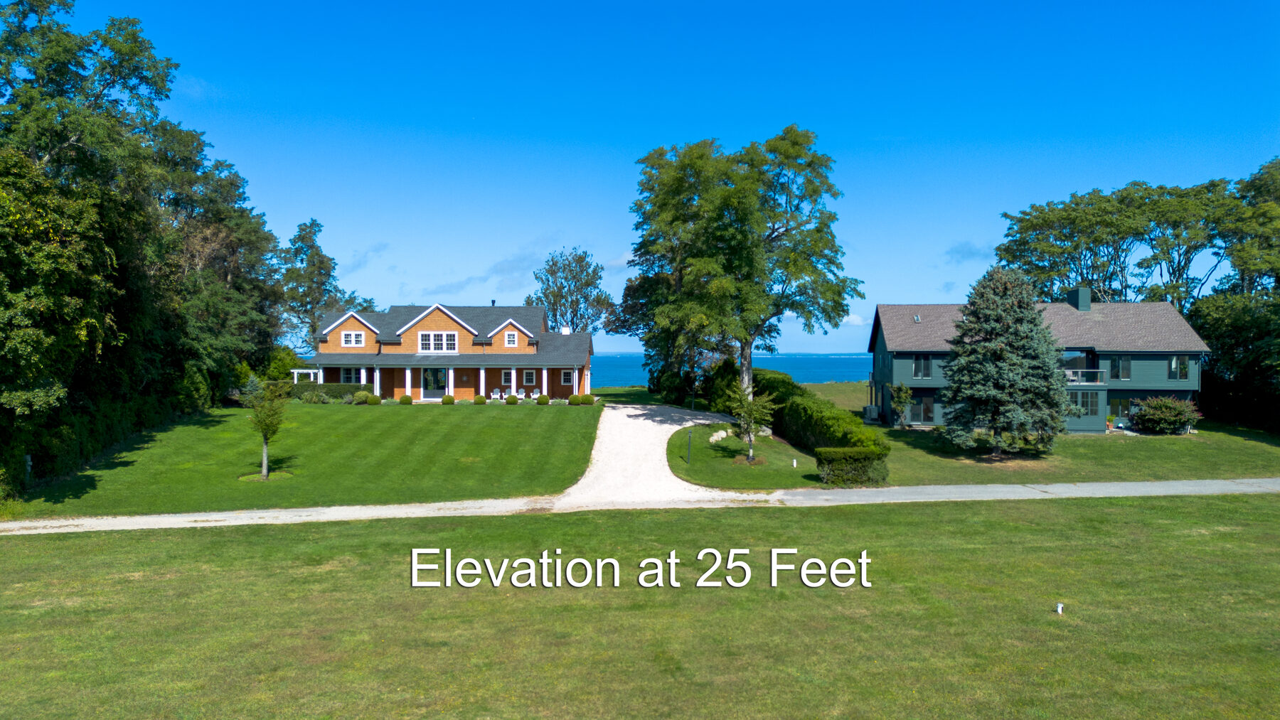 View from 25 feet of elevation showing the Long Island Sound